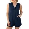 image:imageAcelitt Womens Rompers Summer Casual V Neck Sleeveless Overalls Loose Shorts Jumpsuit with PocketsNavy Blue