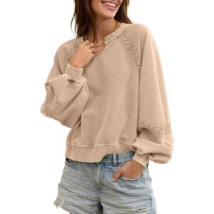 image:imageAcelitt Women Casual Long Sleeve Crewneck Sweatshirts Pullover TopsSXXLKhaki