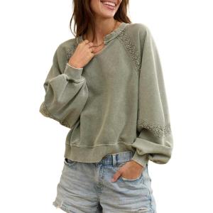 image:imageAcelitt Women Casual Long Sleeve Crewneck Sweatshirts Pullover TopsSXXLLight Green