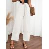 image:imageAcelitt Women Casual Elastic Waist Pants with Pockets SXXLZ White