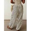 image:imageAcelitt Women Drawstring Elastic Waist Striped Pants with Pockets SXXLBlack