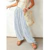 image:imageAcelitt Women Drawstring Elastic Waist Striped Pants with Pockets SXXLBlue