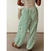 image:imageAcelitt Women Drawstring Elastic Waist Striped Pants with Pockets SXXLGreen