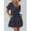 image:imageAcelitt Womens Summer Dresses 2025 Beach Casual Deep V Neck Loose Sundress Short Sleeve Mini DressYdark Gray