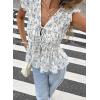 image:imageAcelitt Womens V Neck Ruffle Cap Sleeve Tie Front TopsSXXLBlue