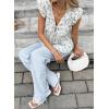 image:imageAcelitt Womens V Neck Ruffle Cap Sleeve Tie Front TopsSXXLBlue