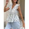 image:imageAcelitt Womens V Neck Ruffle Cap Sleeve Tie Front TopsSXXLBlue