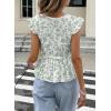 image:imageAcelitt Womens V Neck Ruffle Cap Sleeve Tie Front TopsSXXLGreen