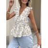 image:imageAcelitt Womens V Neck Ruffle Cap Sleeve Tie Front TopsSXXLKhaki