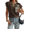 image:imageAcelitt Womens Sweater Vest Crew Neck Cap Short Sleeve Casual Loose Fit Knit Pullover Tops Oversized Sleeveless Tank TopChicory Coffee