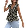 image:imageAcelitt Womens V Neck Ruffle Cap Sleeve Tie Front TopsSXXLBlack