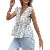 image:imageAcelitt Womens V Neck Ruffle Cap Sleeve Tie Front TopsSXXLBlue