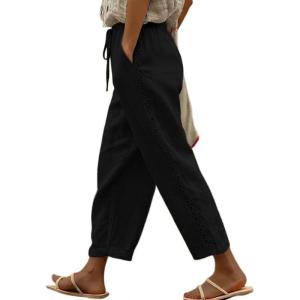 image:imageAcelitt Women Casual Elastic Waist Pants with Pockets SXXLZ Black