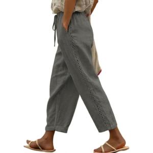 image:imageAcelitt Women Casual Elastic Waist Pants with Pockets SXXLZ Gray