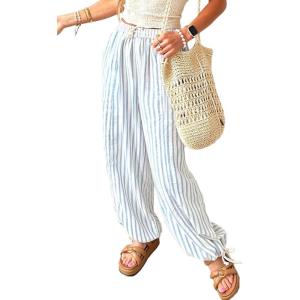 image:imageAcelitt Women Drawstring Elastic Waist Striped Pants with Pockets SXXLSky Blue