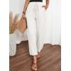 image:imageAcelitt Women Casual Lightweight Drawstring Elastic Waist Pants with Pockets SXXLZ White