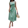 image:imageAcelitt Summer Maxi Dresses for Women 2026 Smocked Waist Gingham Dress Flowy A Line Beach Long Sundresses with PocketsDark Green