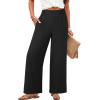 image:imageAcelitt Womens Linen Pants Casual Loose Wide Leg Palazzo Pants with Pockets Flowy Beach TrousersBlack