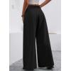 image:imageAcelitt Womens Linen Pants Casual Loose Wide Leg Palazzo Pants with Pockets Flowy Beach TrousersBlack