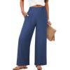 image:imageAcelitt Womens Linen Pants Casual Loose Wide Leg Palazzo Pants with Pockets Flowy Beach TrousersBlue