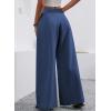 image:imageAcelitt Womens Linen Pants Casual Loose Wide Leg Palazzo Pants with Pockets Flowy Beach TrousersBlue
