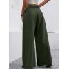 image:imageAcelitt Womens Linen Pants Casual Loose Wide Leg Palazzo Pants with Pockets Flowy Beach TrousersDuffel Green