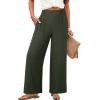image:imageAcelitt Womens Linen Pants Casual Loose Wide Leg Palazzo Pants with Pockets Flowy Beach TrousersDuffel Green