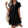 image:imageAcelitt Womens Summer Dresses 2026 Beach Casual Deep V Neck Loose Sundress Short Sleeve Mini Dress with PocketsSize DownBlack