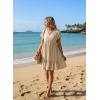 image:imageAcelitt Womens Summer Dresses 2026 Beach Casual Deep V Neck Loose Sundress Short Sleeve Mini Dress with PocketsSize DownBlue