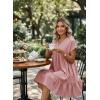image:imageAcelitt Womens Summer Dresses 2026 Beach Casual Deep V Neck Loose Sundress Short Sleeve Mini Dress with PocketsSize DownGreen