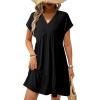 image:imageAcelitt Womens Summer Dresses 2026 Beach Casual Deep V Neck Loose Sundress Short Sleeve Mini Dress with PocketsSize DownBlack