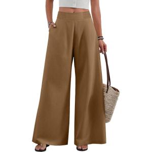 image:imageAcelitt Womens Linen Pants Casual Loose Wide Leg Palazzo Pants with Pockets Flowy Beach TrousersThai Curry