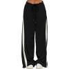 image:imageAcelitt Womens Track Pants Loose Wide Leg Jogging Sweatpants Side Striped Color Blocked Sport Pants Athletic RuningBlack