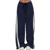 image:imageAcelitt Womens Track Pants Loose Wide Leg Jogging Sweatpants Side Striped Color Blocked Sport Pants Athletic RuningDirty Blue