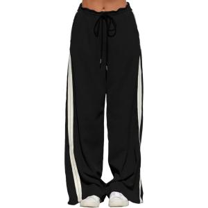 image:imageAcelitt Womens Track Pants Loose Wide Leg Jogging Sweatpants Side Striped Color Blocked Sport Pants Athletic RuningBlack