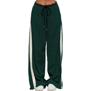 image:imageAcelitt Womens Track Pants Loose Wide Leg Jogging Sweatpants Side Striped Color Blocked Sport Pants Athletic RuningBlackish Green