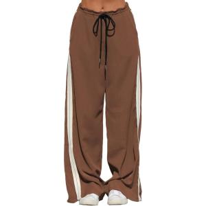 image:imageAcelitt Womens Track Pants Loose Wide Leg Jogging Sweatpants Side Striped Color Blocked Sport Pants Athletic RuningChestnut