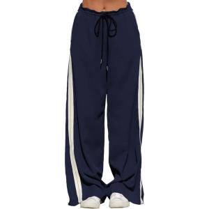 image:imageAcelitt Womens Track Pants Loose Wide Leg Jogging Sweatpants Side Striped Color Blocked Sport Pants Athletic RuningDirty Blue