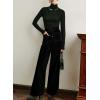 image:imageAcelitt Womens Velvet Pants Casual Elastic Waist Straight Leg Stretchy Loose Long Pant with Pockets Fall Outfits for WomenBlack