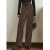 image:imageAcelitt Womens Velvet Pants Casual Elastic Waist Straight Leg Stretchy Loose Long Pant with Pockets Fall Outfits for WomenDark Brown