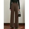 image:imageAcelitt Womens Velvet Pants Casual Elastic Waist Straight Leg Stretchy Loose Long Pant with Pockets Fall Outfits for WomenDark Brown