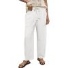 image:imageAcelitt Womens Linen Pants Drawstring Elastic Waist Casual Wide Leg Pants Beach Trousers with Pockets01white