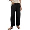 image:imageAcelitt Womens Linen Pants Drawstring Elastic Waist Casual Wide Leg Pants Beach Trousers with PocketsBlack