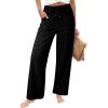 image:imageAcelitt Womens Linen Pants Drawstring Elastic Waist Casual Wide Leg Pants Beach Trousers with PocketsBlack