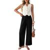 image:imageAcelitt Womens Linen Pants Drawstring Elastic Waist Casual Wide Leg Pants Beach Trousers with PocketsBlack