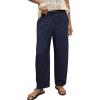image:imageAcelitt Womens Linen Pants Drawstring Elastic Waist Casual Wide Leg Pants Beach Trousers with PocketsDirty Blue