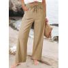 image:imageAcelitt Womens Linen Pants Drawstring Elastic Waist Casual Wide Leg Pants Beach Trousers with PocketsPale Khaki