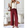 image:imageAcelitt Womens Linen Pants Drawstring Elastic Waist Casual Wide Leg Pants Beach Trousers with PocketsRed Dahlia