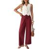 image:imageAcelitt Womens Linen Pants Drawstring Elastic Waist Casual Wide Leg Pants Beach Trousers with PocketsRed Dahlia
