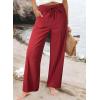 image:imageAcelitt Womens Linen Pants Drawstring Elastic Waist Casual Wide Leg Pants Beach Trousers with PocketsRed Dahlia